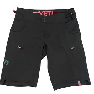 Yeti Mens Black Mountain Bike Shorts Size Medium Race Bred Ride Driven